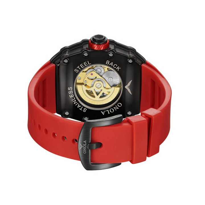 ONOLA 6829 Men's Tonneau Watch with Gears Showing