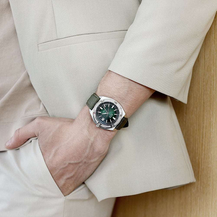 JUVET 7003 A2 Swiss Automatic Watch for Men, Excellence Series Dynamic Green Luminous Watch 5Bar Waterproof