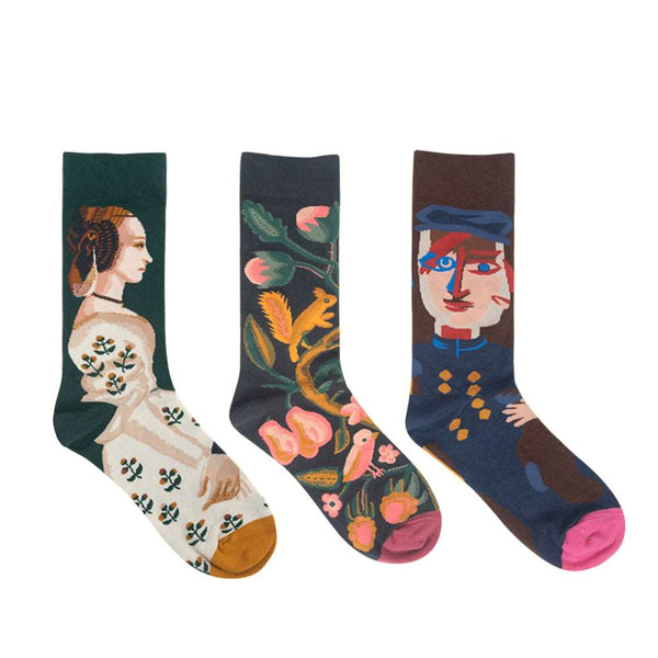 Himiyako Novelty Socks w/ Abstract Painting Patterns BM902