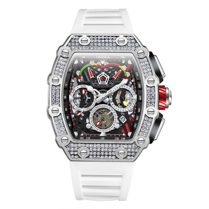 ONOLA Luxury Diamond Skeleton Watch Barrel Shaped