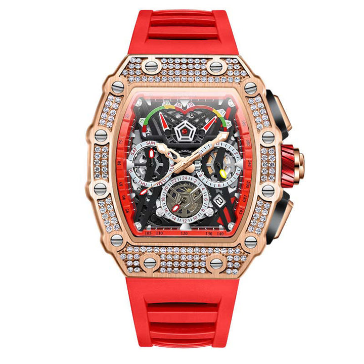 ONOLA Luxury Diamond Skeleton Watch Barrel Shaped