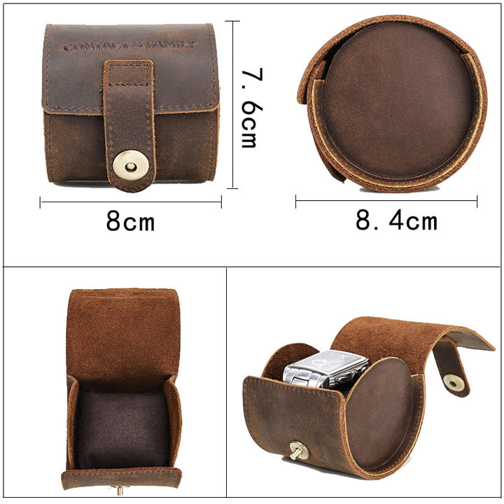 Crazy Horse Leather Watch Travel Case Luxury