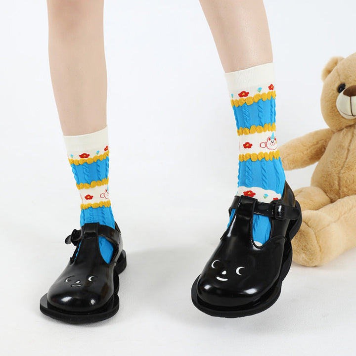 Beligogo Colorful Patterned Mid-calf socks  for Women 