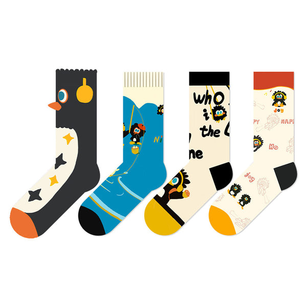 Beligogo Playful Penguin Crew Socks: Soft, Durable Socks with Grip for Men & Women