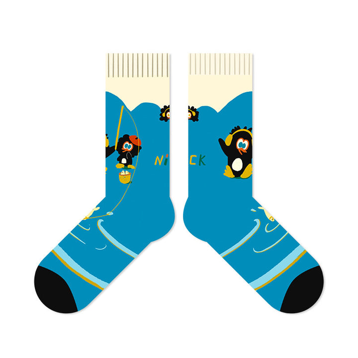 Beligogo Stylish Penguin Crew Socks: Breathable, Anti-Slip Socks for Everyday Wear