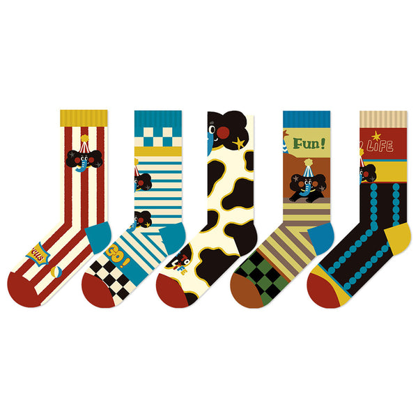 Beligogo 5-Pair Charming Elephant Crew Socks: Soft, Breathable & Non-Slip Unisex Socks