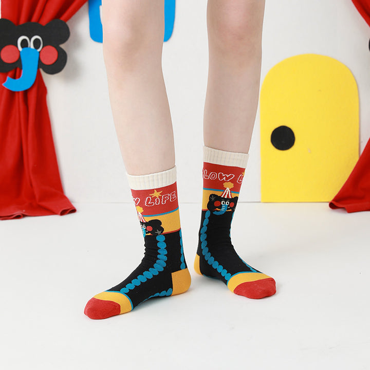Beligogo 5-Set Adorable Elephant Mid-Calf Socks: Soft, Breathable & Non-Slip for Stylish Feet