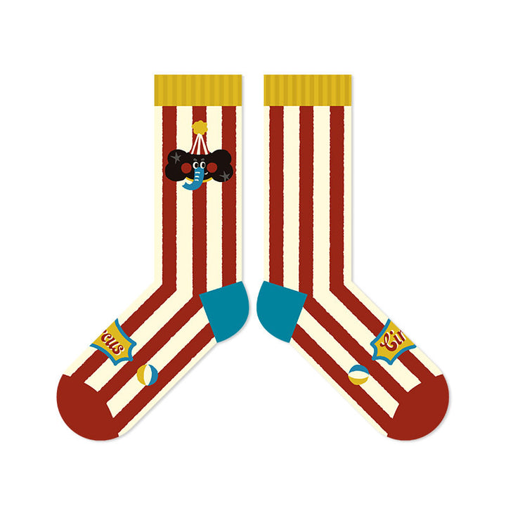 Beligogo 5-Design Cute Elephant Crew Socks: Soft, Breathable & Non-Slip Unisex Footwear