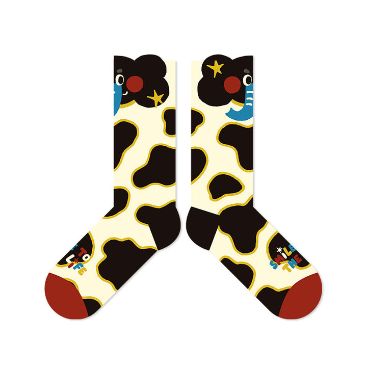 Beligogo 5-Assortment Adorable Elephant Crew Socks: Soft, Breathable & Non-Slip Socks for All