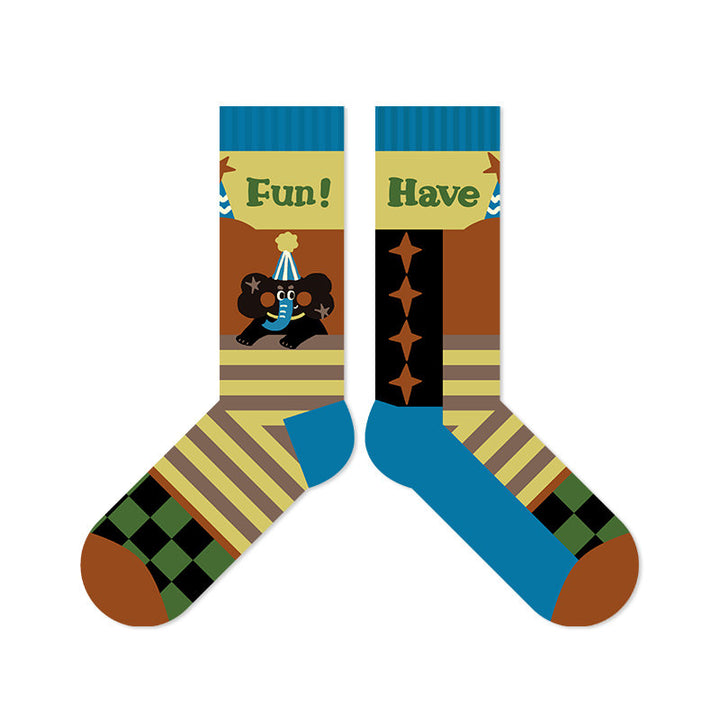Beligogo 5-Pack Delightful Elephant Crew Socks: Soft, Breathable & Non-Slip for Stylish Folks