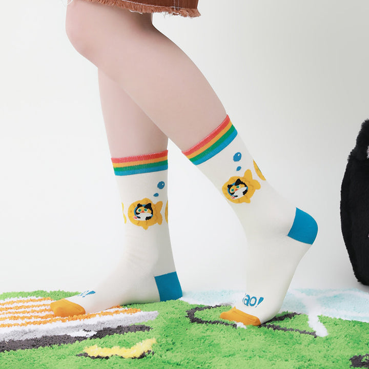 Beligogo Purrfect 5-Assortment Delightful Kitten Crew Socks: Soft, Breathable Socks for All