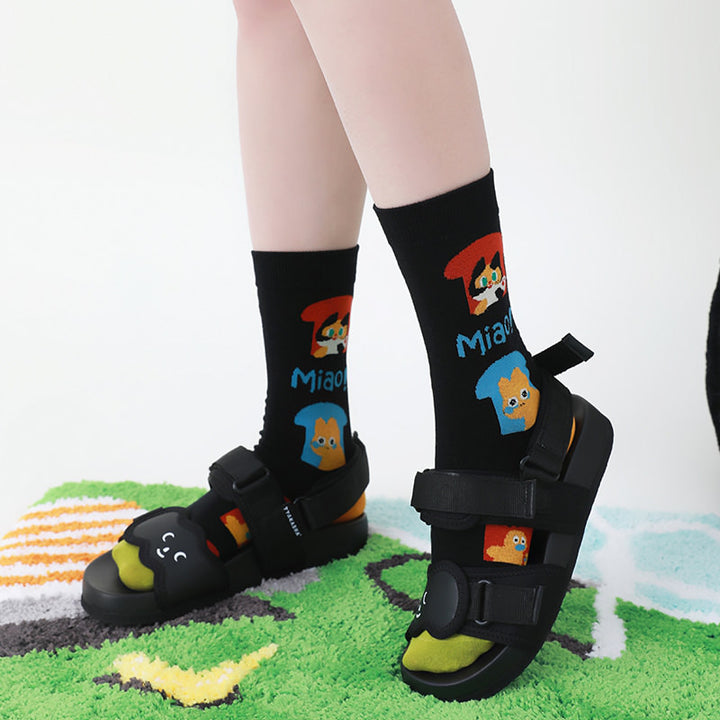 Beligogo Purrfect 5-Pack Lovely Kitten Crew Socks: Soft, Breathable Socks for Fashionable Folks