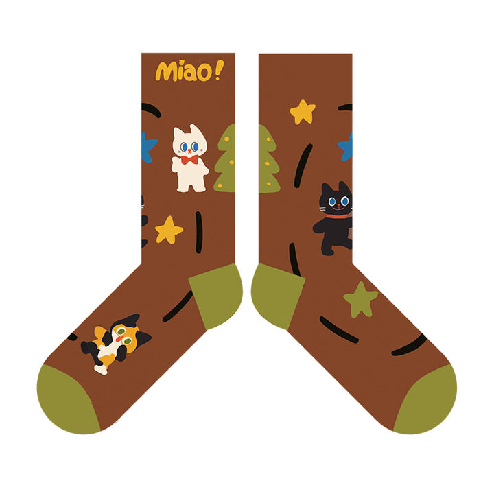 Beligogo Purrfect 5-Variety Adorable Kitten Crew Socks: Soft, Breathable Socks for Everyday Wear