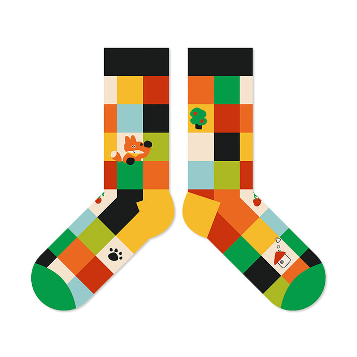 Beligogo 7-Assorted Chic Vulpes Crew Socks: Soft, Breathable, Moisture-Wicking Hosiery
