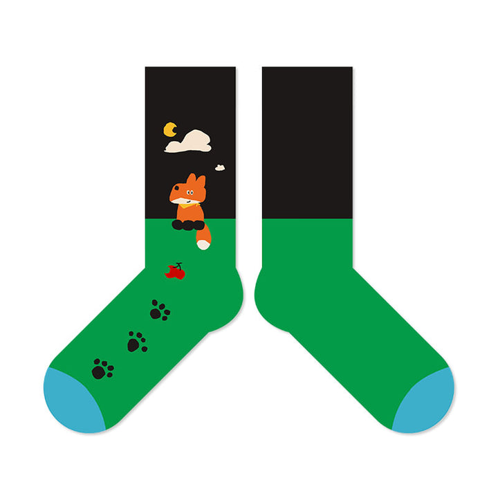 Beligogo 7-Designed Sophisticated Vulpes Crew Socks: Soft, Breathable, Anti-Slip Socks