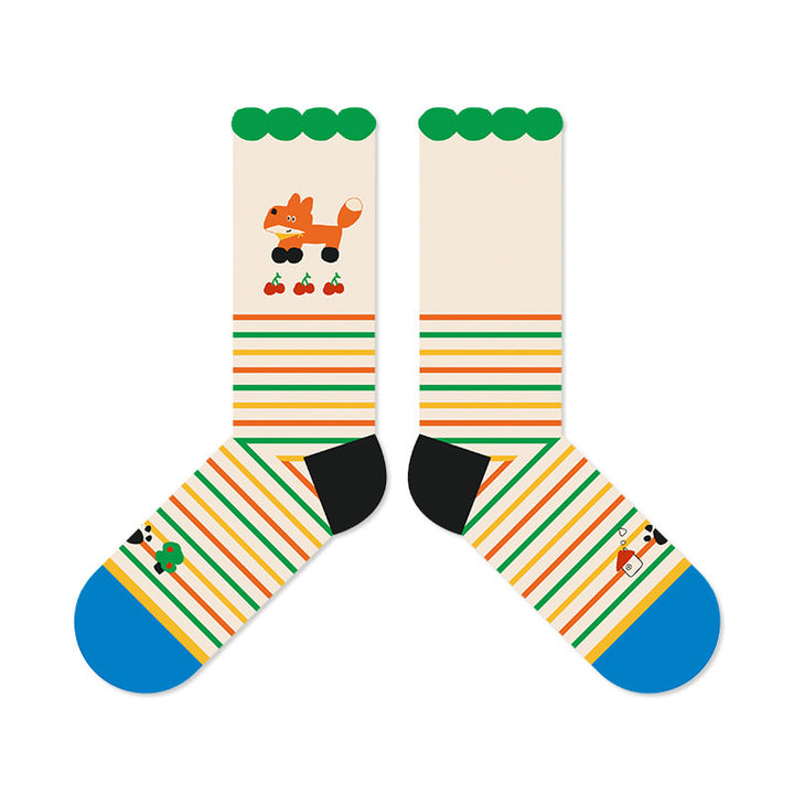 Beligogo 7-Variety Fashionable Vulpes Crew Socks: Soft, Breathable, Comfortable Socks