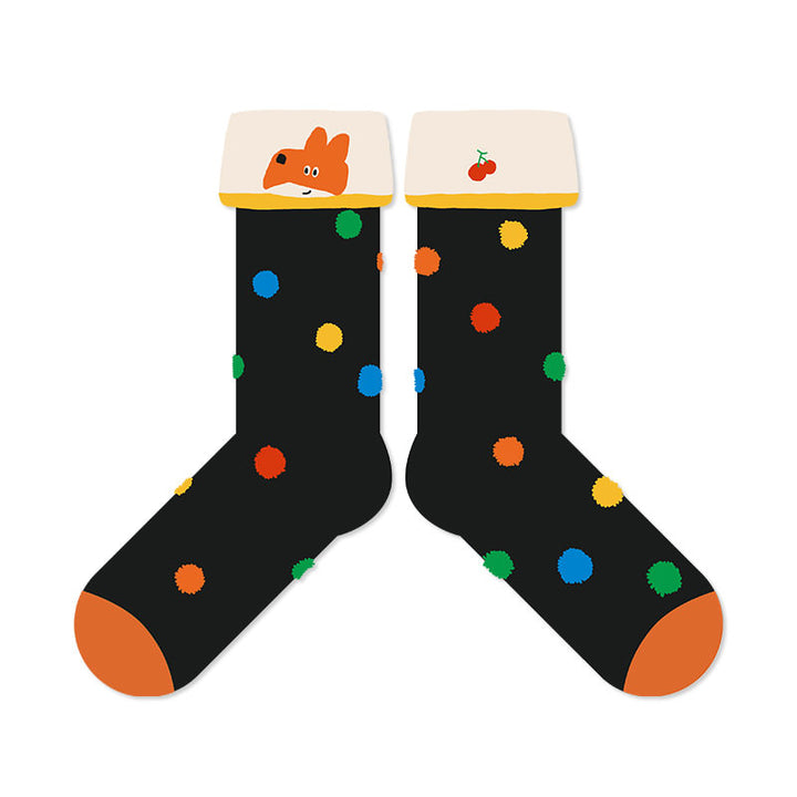 Beligogo 7-Piece Stylish Fox Crew Socks: Soft, Breathable, Grip Socks for Everyday