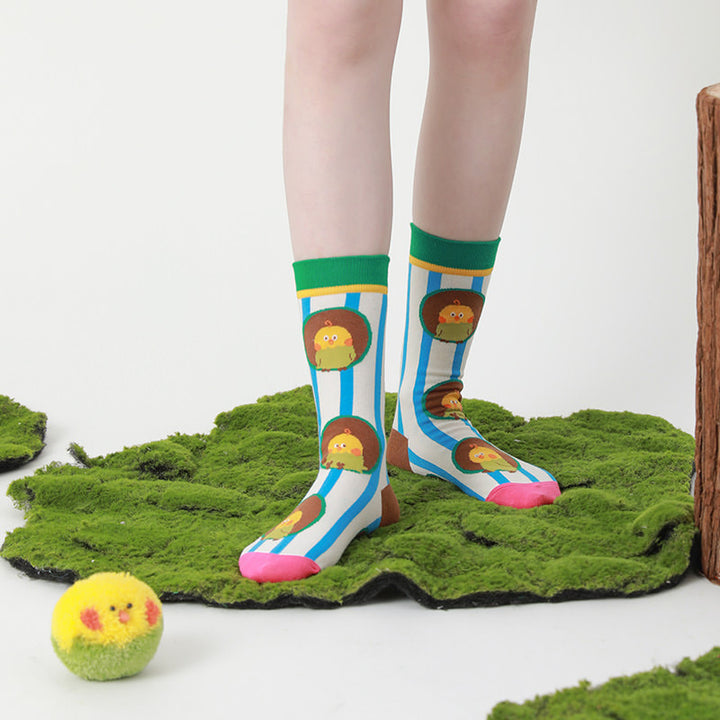Beligogo 4-Pack Whimsical Parrot Crew Socks: Soft, Breathable, Anti-Slip Versatility
