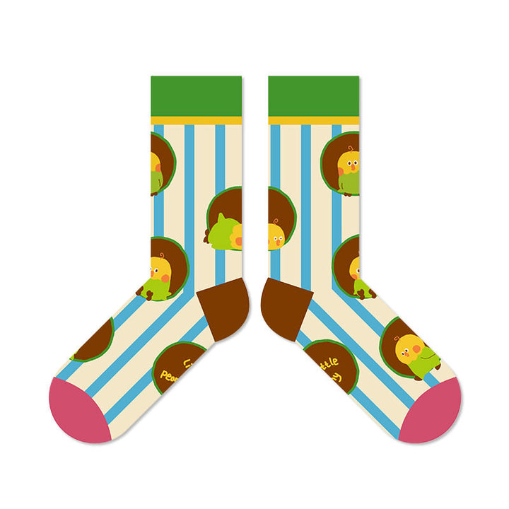 Beligogo 4-Set Vibrant Parrot Crew Socks: Soft, Breathable, Durable Mid-Calf Hosiery