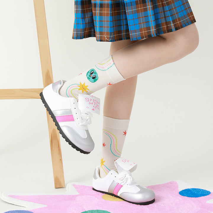 Beligogo Splendid 4-Variety Celestial Cosmic Crew Socks: Moisture-Wicking, Reinforced, Cozy Fit
