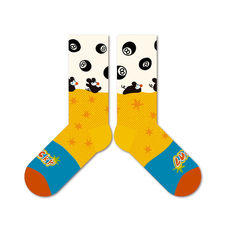 Beligogo Exceptional 5-Set Adorable Black Bean Cartoon Mouse Mid-Length Hosiery
