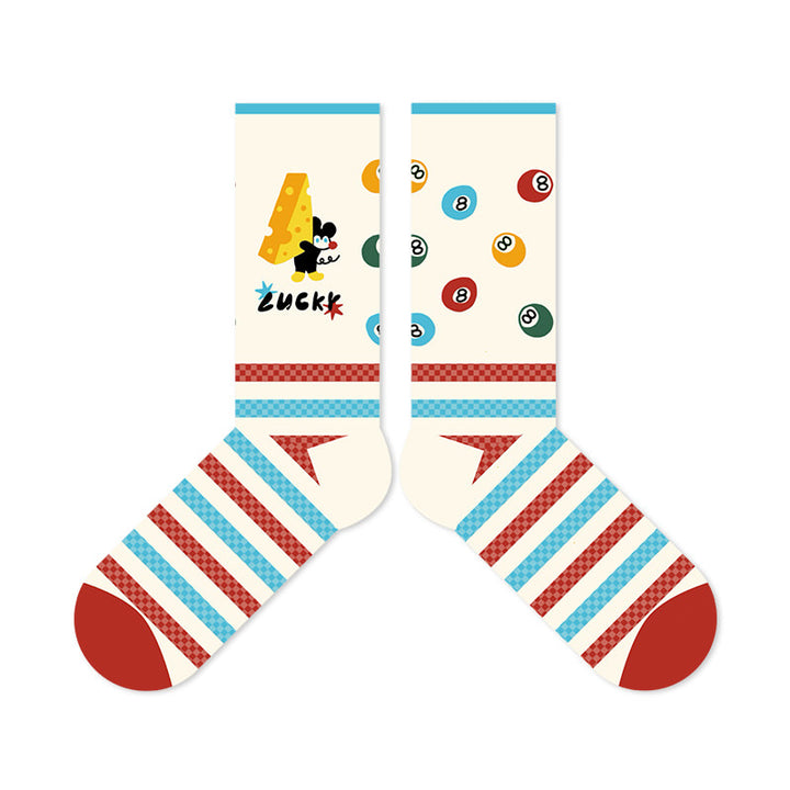 Beligogo Brilliant 5-Piece Delightful Black Bean the Mouse Crew Length Socks