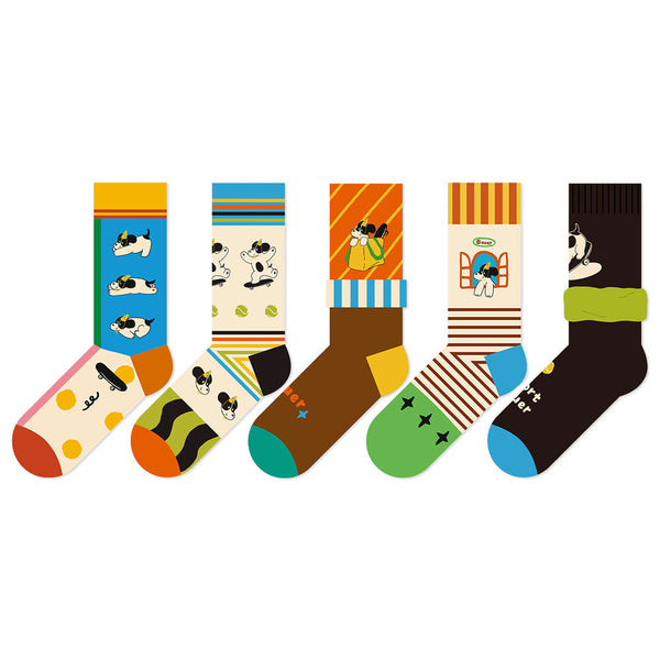 Beligogo Charming Barkly 5-Set Plush Pup Mid-Calf Hosiery