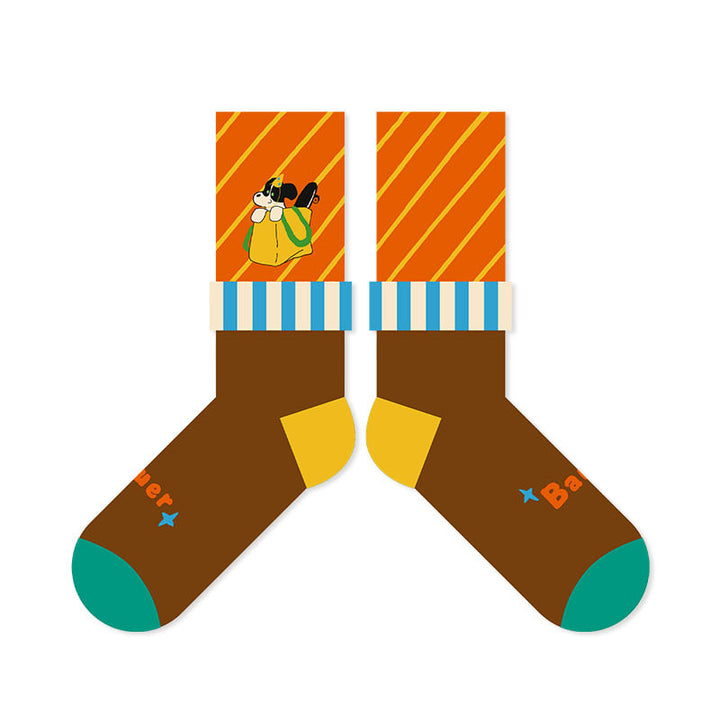 Beligogo Marvelous Barkly 5-Set Plush Pup Crew Length Socks