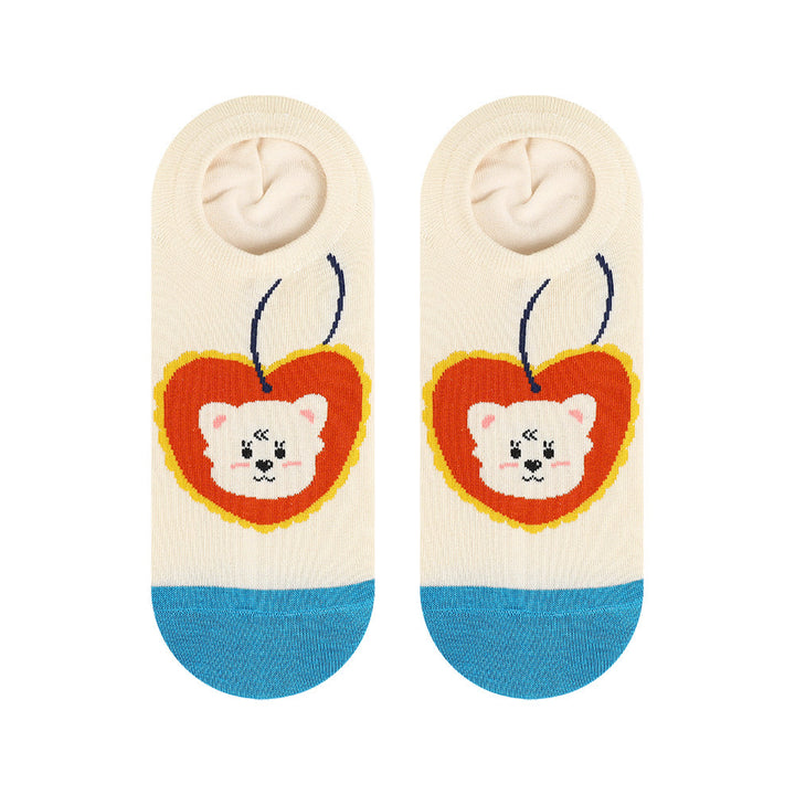 Beligogo 5 Trendy Bear Ankle Socks: Soft, Breathable & Odor-Free