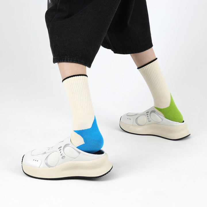 5 Sophisticated & Soft Geometric Pattern Mid-Calf Socks - Secure, Odor-Neutralizing & All-Season Necessities