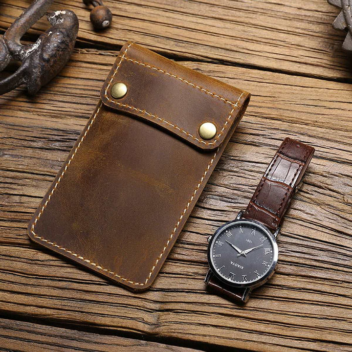 Leather Watch Travel Case for Single Watch