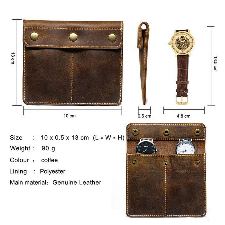 Genuine Leather Two Watch Travel Case Luxury