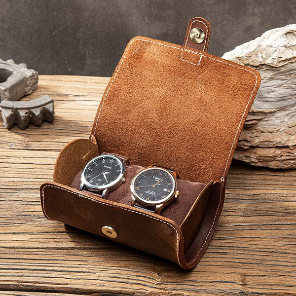  Leather 2 Watch Travel Case