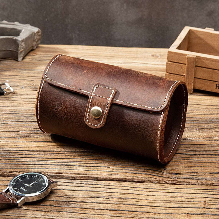  Leather 2 Watch Travel Case