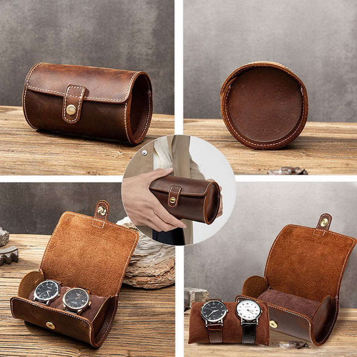  Leather 2 Watch Travel Case