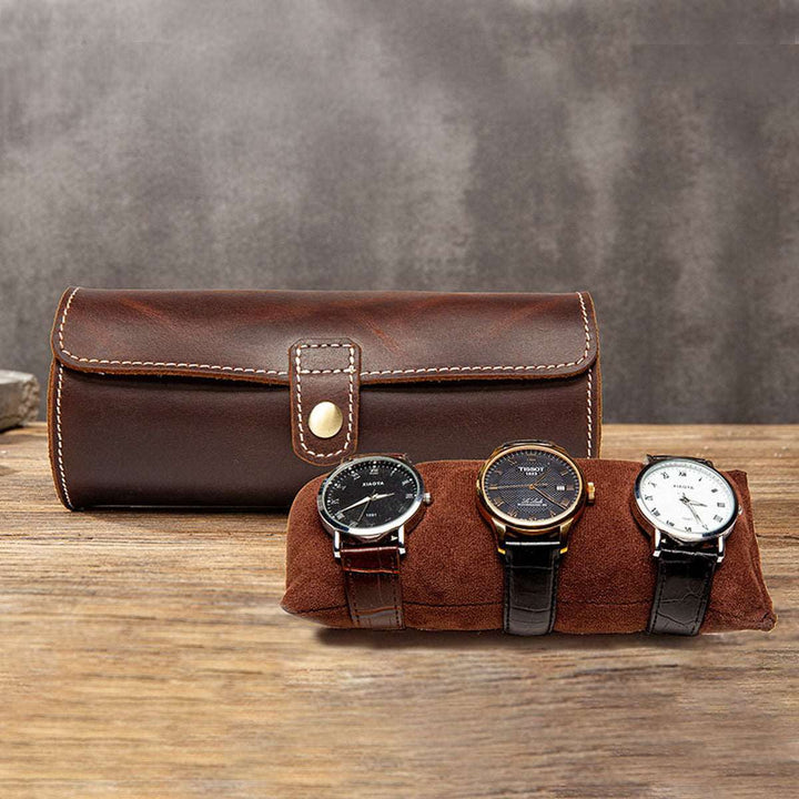 Luxury 3 Watch Case Leather