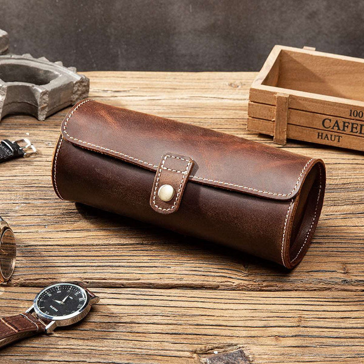 Luxury 3 Watch Case Leather