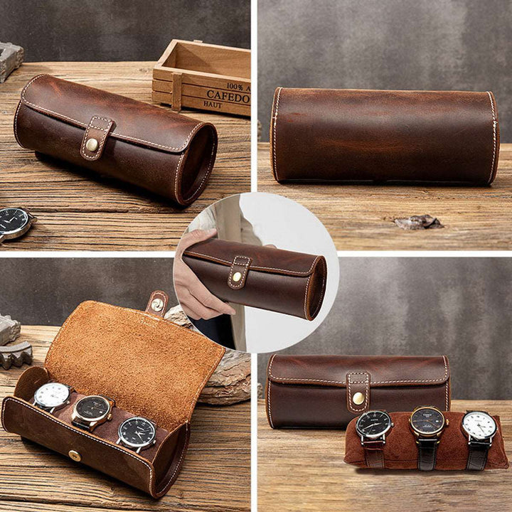 Luxury 3 Watch Case Leather