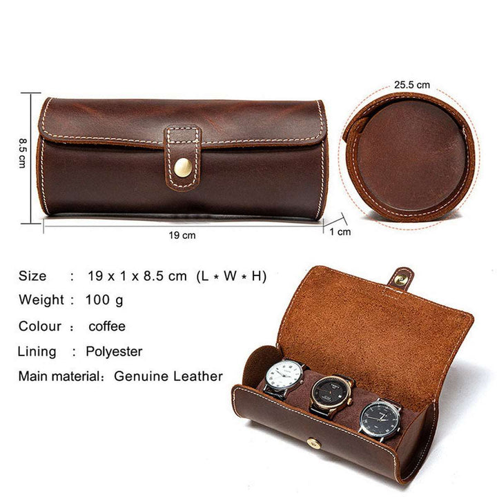 Luxury 3 Watch Case Leather