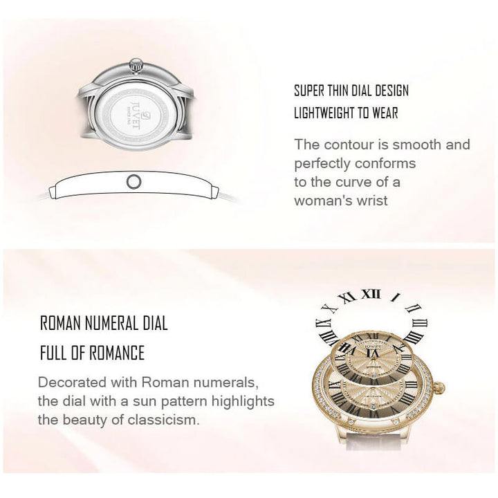 JUVET 7005 Super Thin Roman Numeral Watch Waterproof