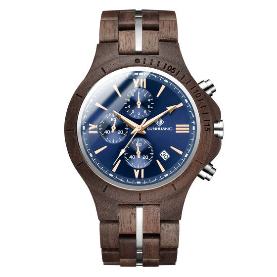 KUNHUANG 1023A Handmade Men Wood Watch 100% Natural