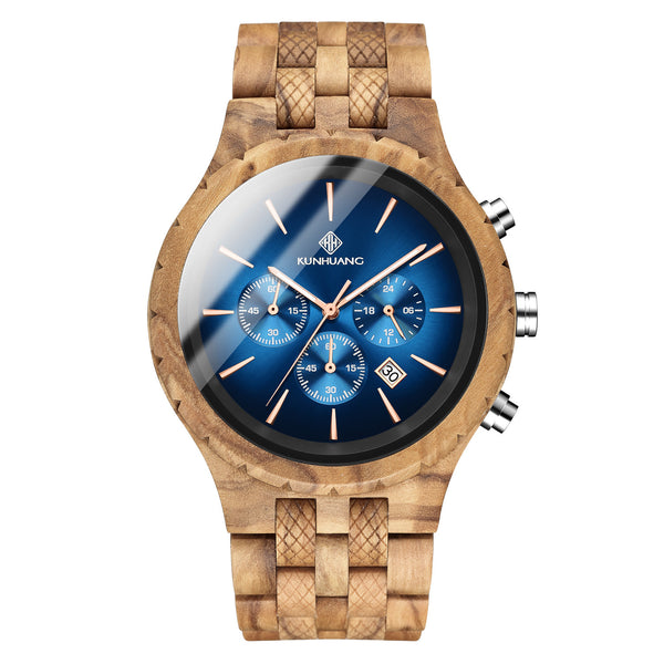 KUNHUANG 1033A Handmade Full Wooden Wrist Watch for Men