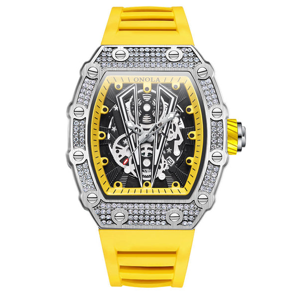 ONOLA Diamond Skeleton Watch Quartz for Men