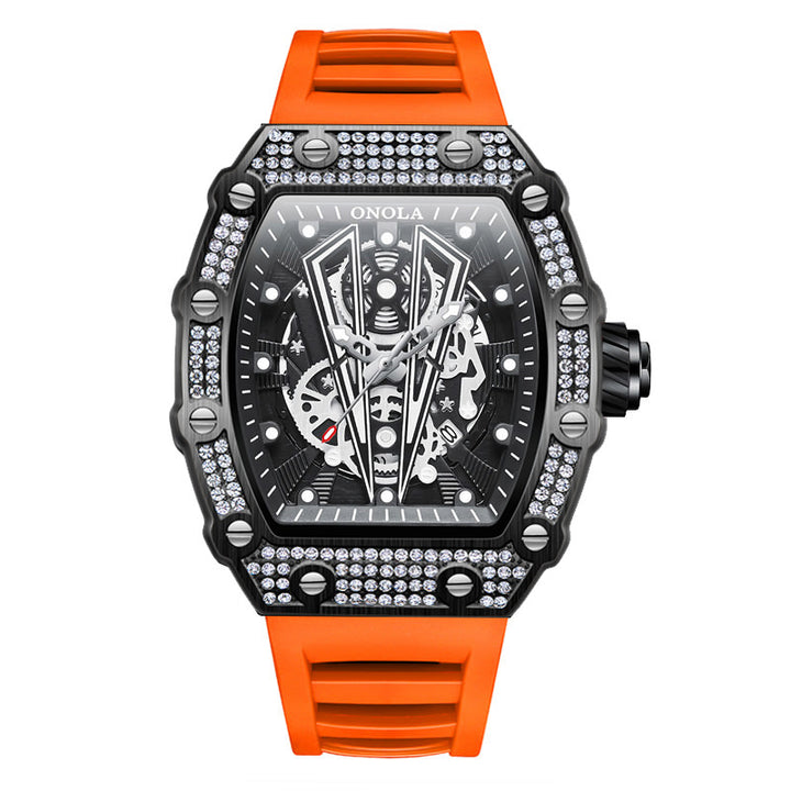 ONOLA Diamond Skeleton Watch Quartz for Men