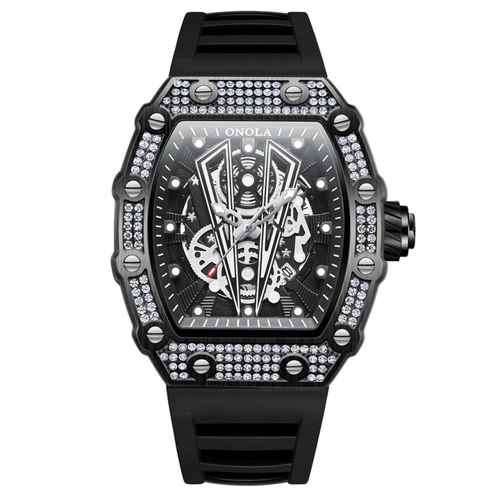 ONOLA Diamond Skeleton Watch Quartz for Men