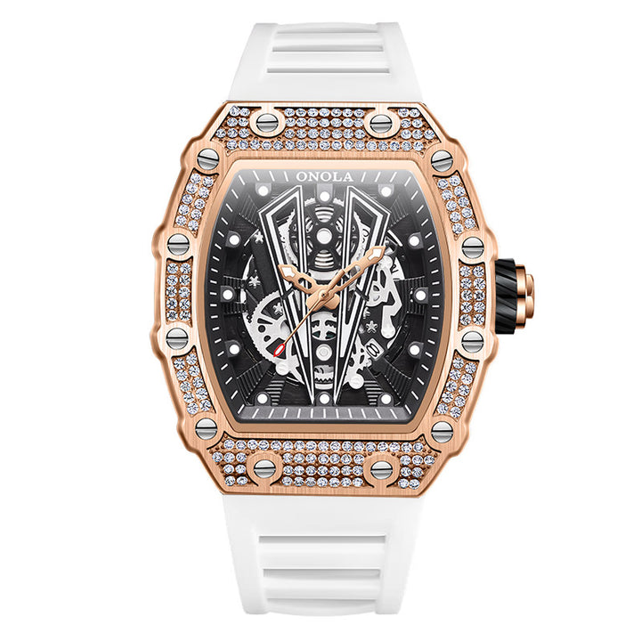 ONOLA Diamond Skeleton Watch Quartz for Men