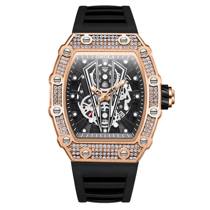 ONOLA Diamond Skeleton Watch Quartz for Men