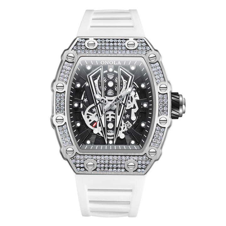 ONOLA Diamond Skeleton Watch Quartz for Men