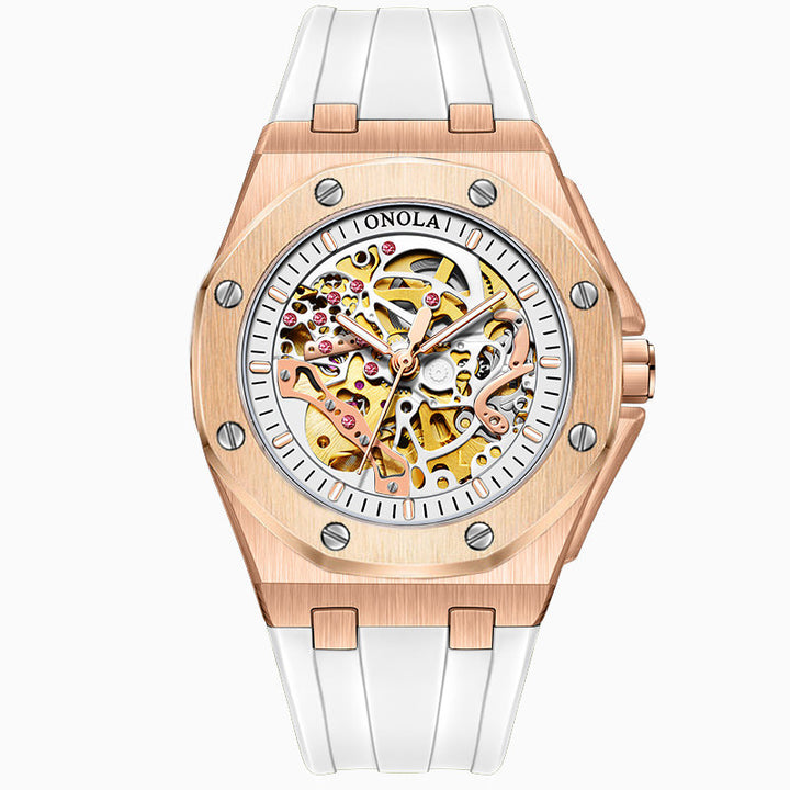 ONOLA Mens Skeleton Watch with Visible Gears