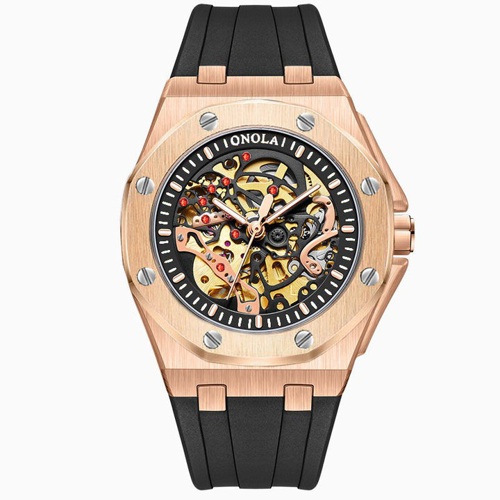 ONOLA Mens Skeleton Watch with Visible Gears